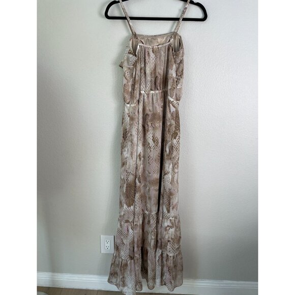 Express Womens Small Snake Print Chiffon Maxi Dress Ruffle Detail Sleeveless - Picture 7 of 9